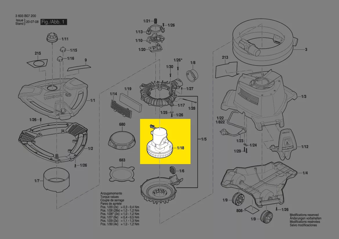 Moteur réf. 1 600 A01 H01 Bosch